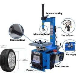 Single arm tyre changing machine rim size 12"-24